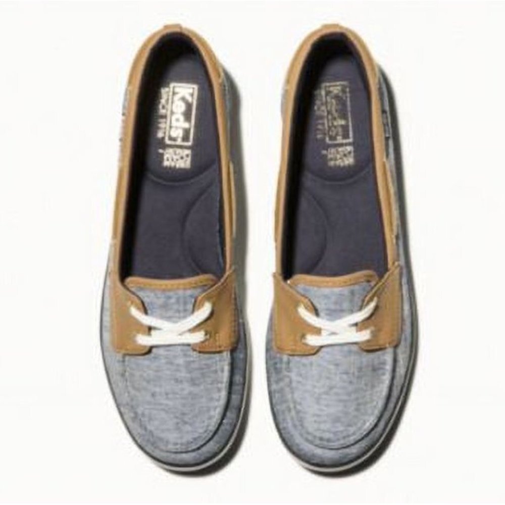 KEDS Charter Chambray Boat Shoes, Like New - Picture 5 of 14